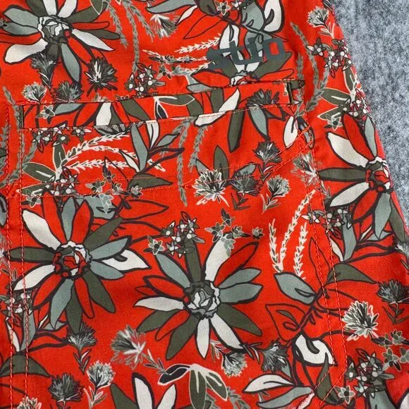 Stio Board Shorts Mens 33x10 Red Aloha Floral Drawstring Swim Trunks Ocean - Picture 8 of 12